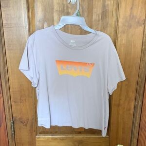 Levi's Logo Crop Tee in Soft Purple and Vibrant Orange